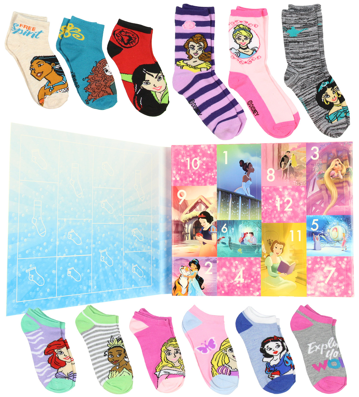 Disney - Disney Princess Girls 12 Days Of Socks Holiday