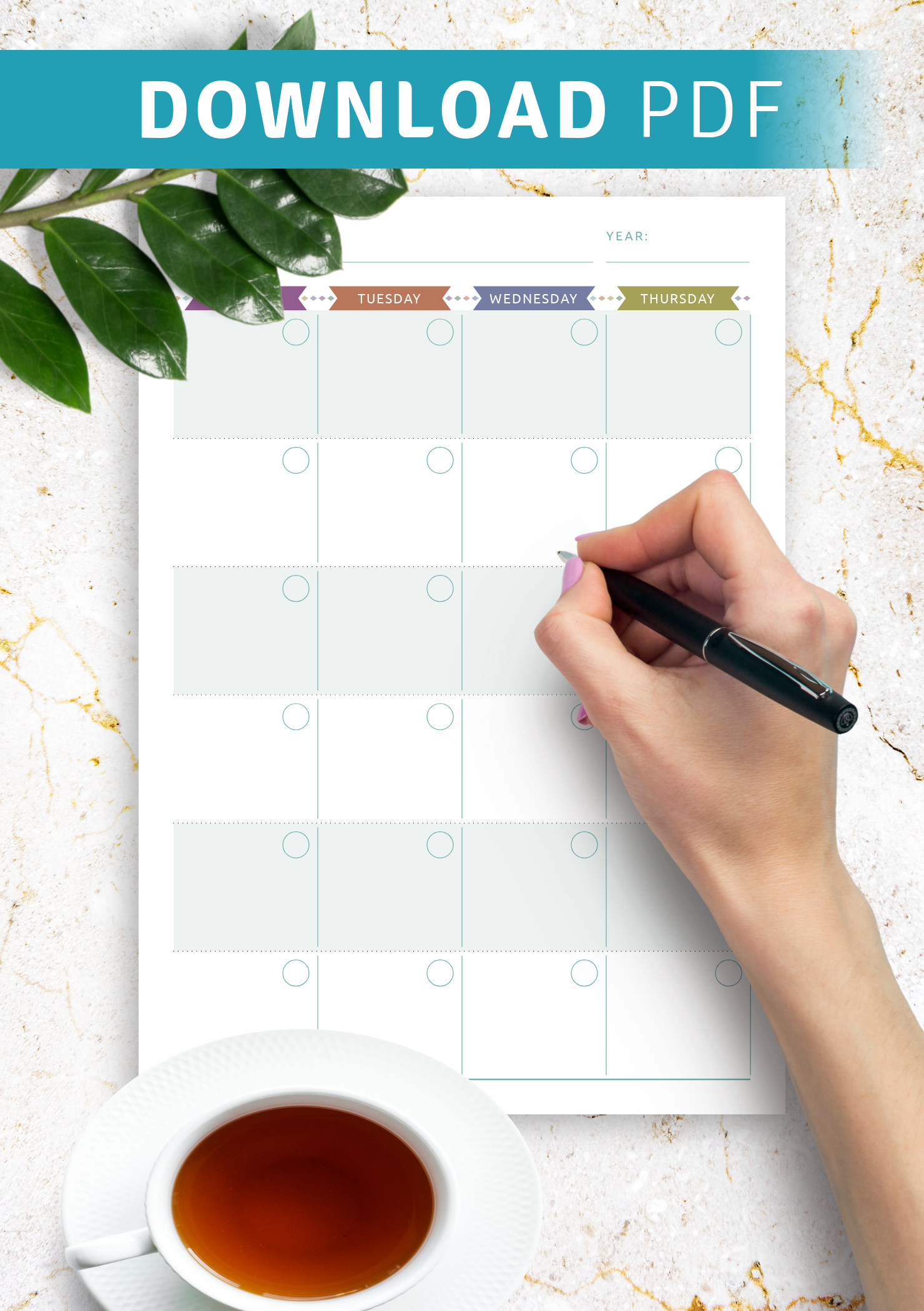 Download Printable Monthly Calendar Planner Undated