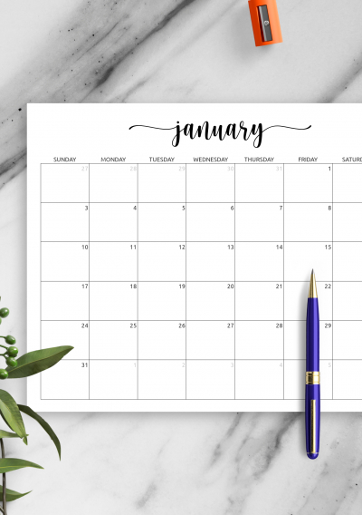 Download Printable Monthly Calendar With Notes Pdf