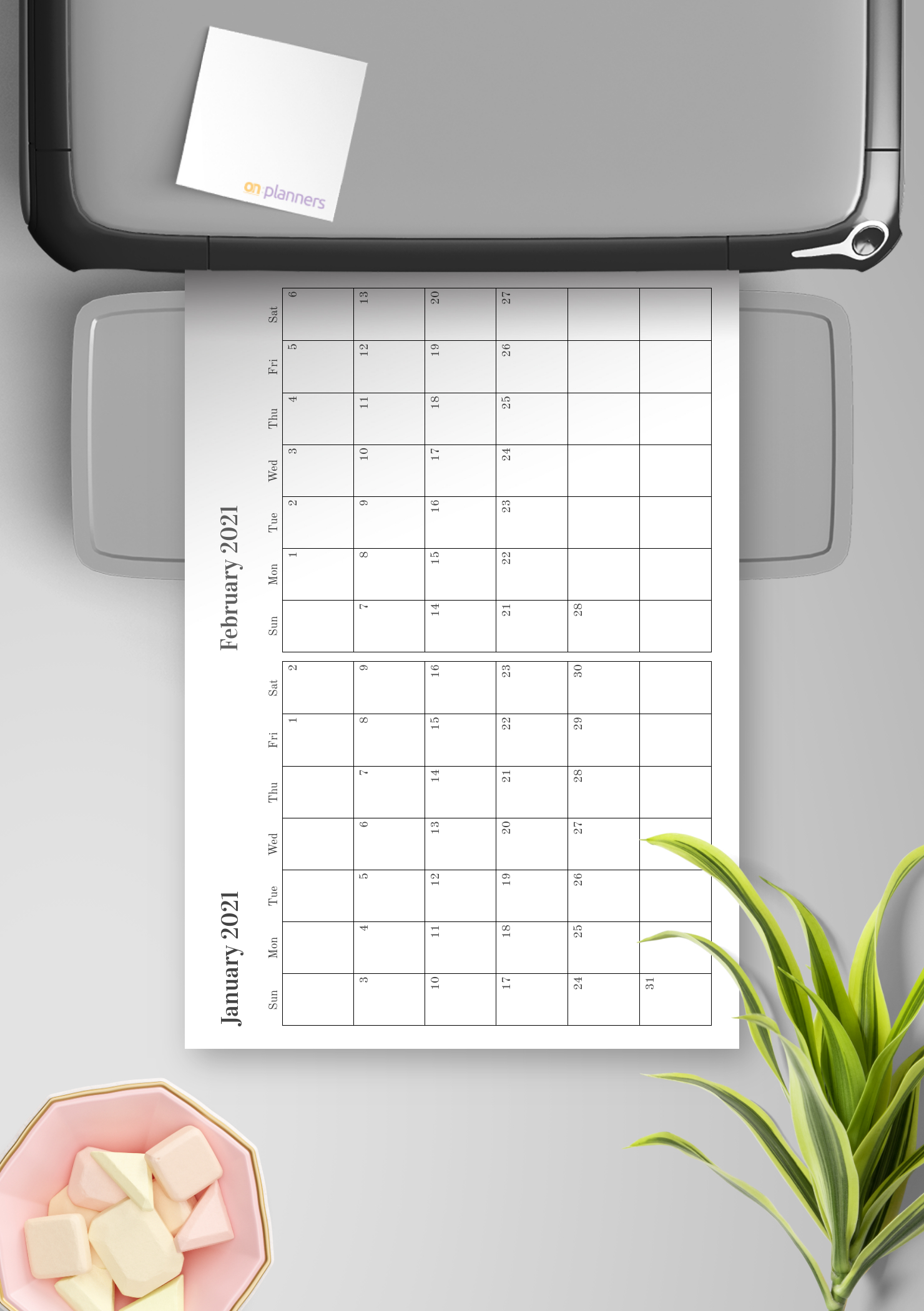 Download Printable Two Months On One Page Calendar Pdf