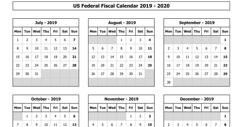 Download Us Federal Fiscal Calendar 2019-20 Excel Template - Exceldatapro