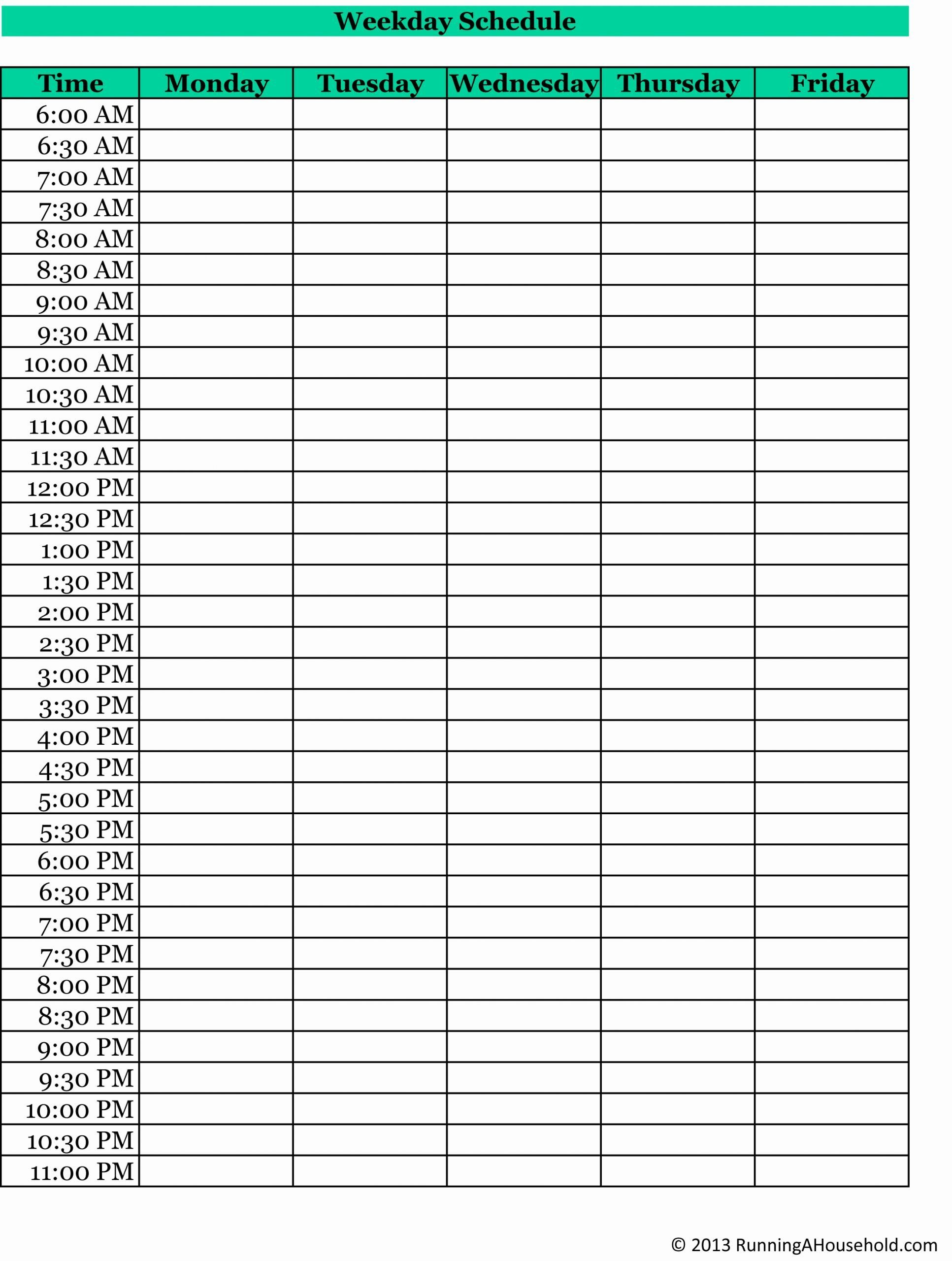 √ 26 Half Hour Schedule Template In 2020 | Schedule