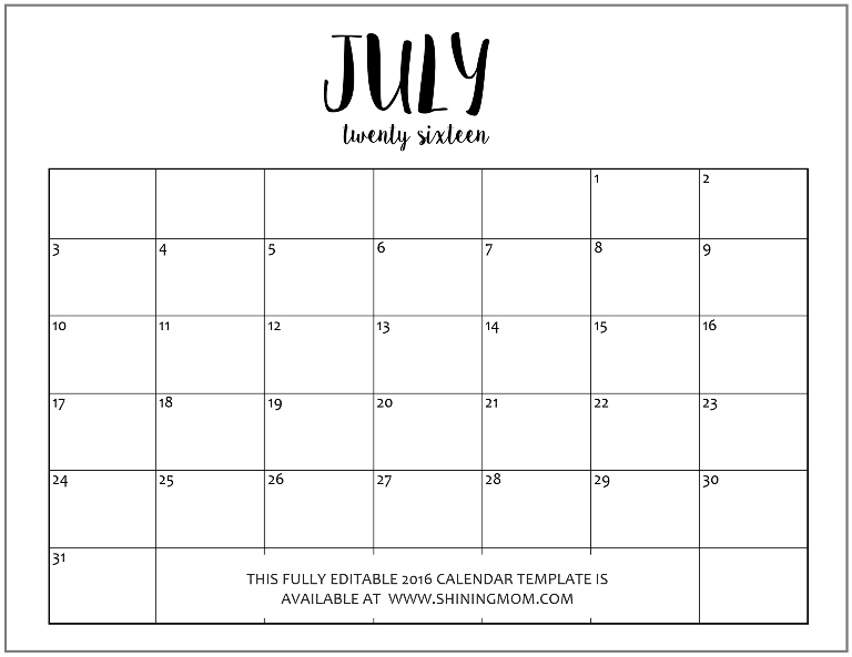 Editable Calendar Template Microsoft Word - Lomer