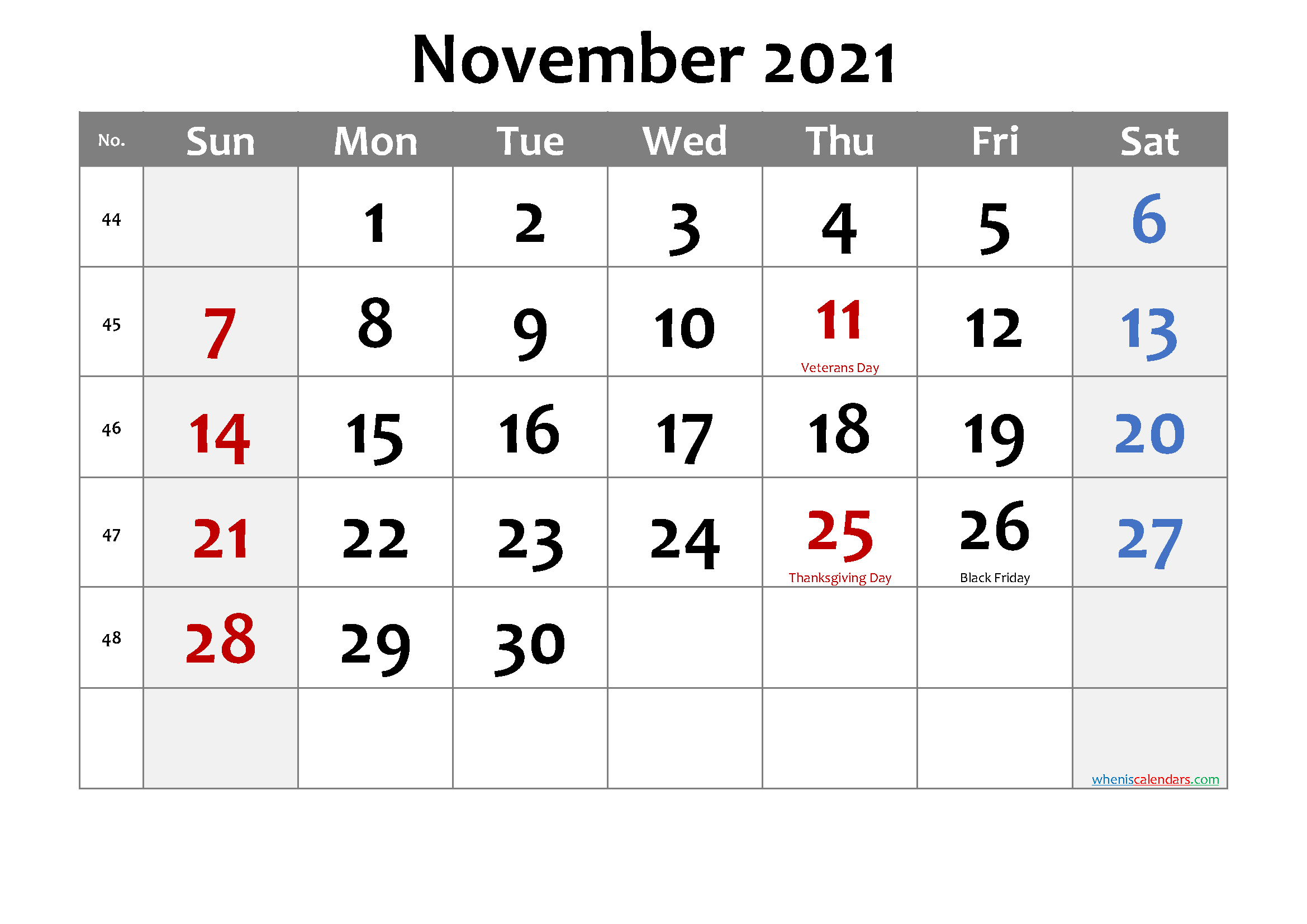 Editable November 2021 Calendar-Template No.cd21M23 | Free