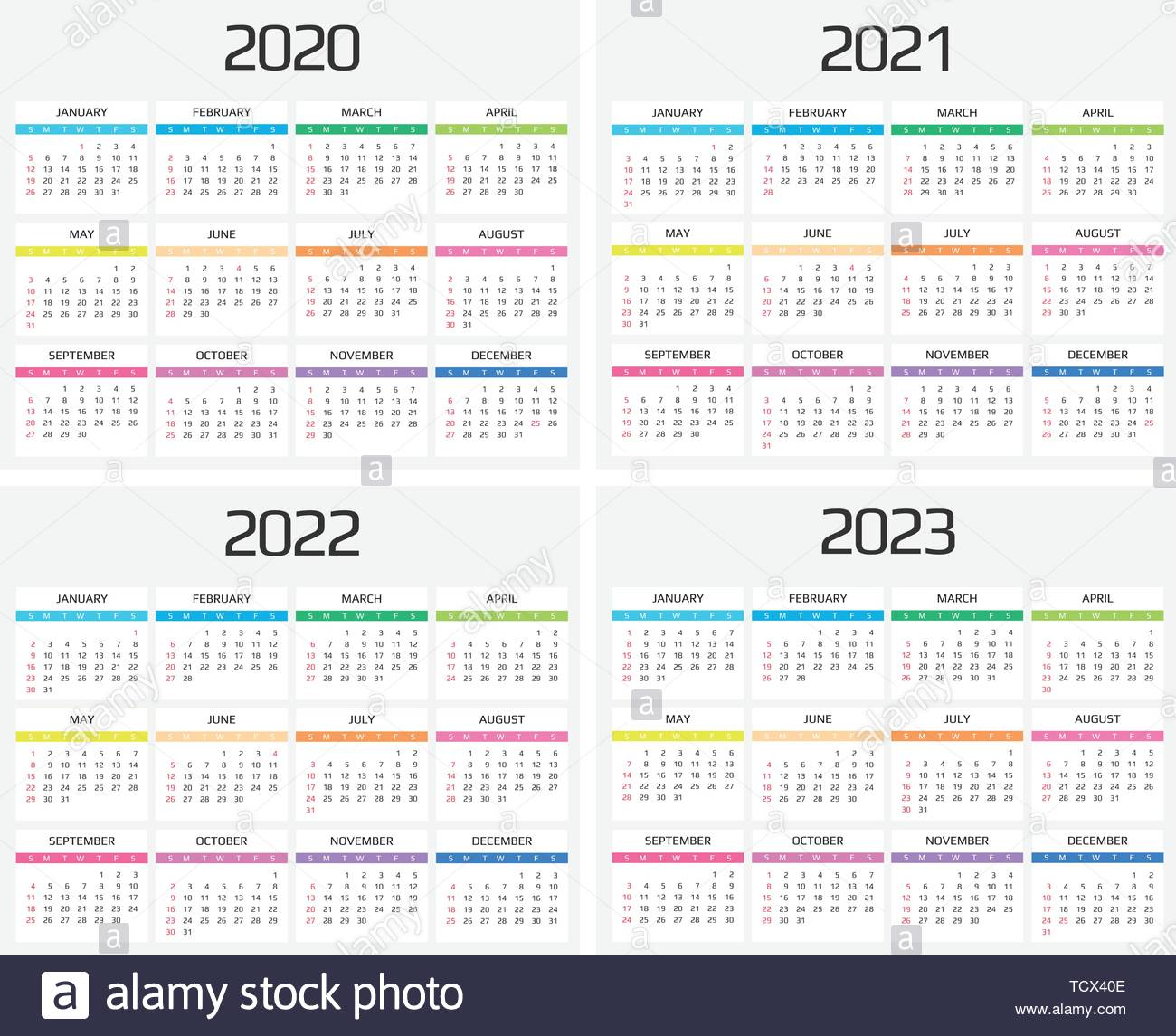 El Calendario 2020, 2021, 2022, 2023 Plantilla. 12 Meses