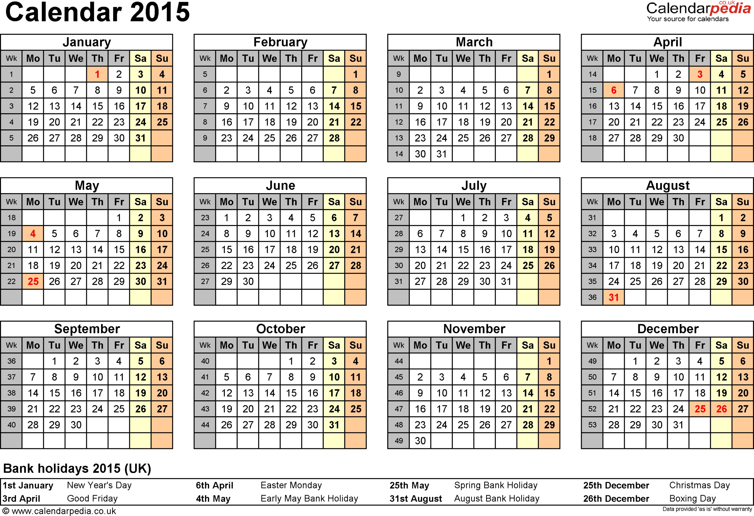 Excel Calendar Week Year | Ten Free Printable Calendar