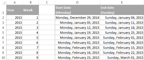 Excel Weeknum Function - Convert Week Number To Date And