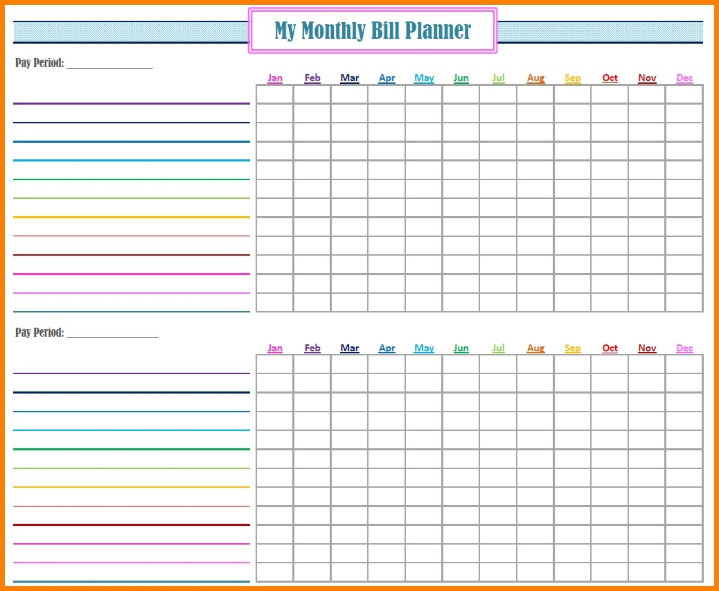 Fillable Monthly Bill Payment Worksheet - Template