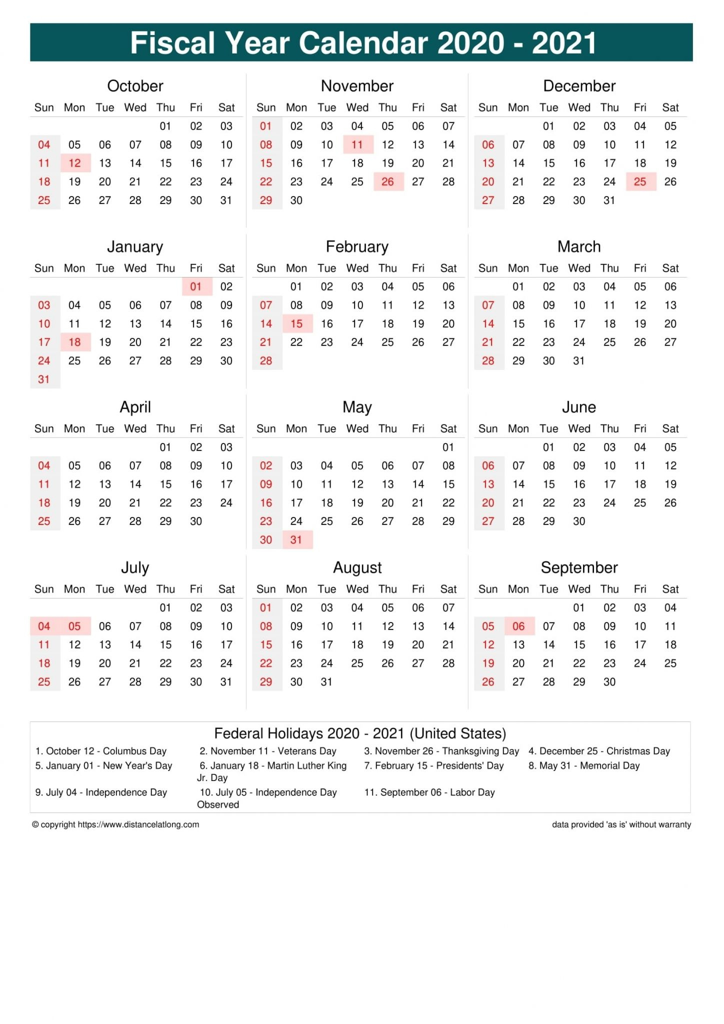 Fiscal Year 2021 Week Numbers | Free Printable Calendar