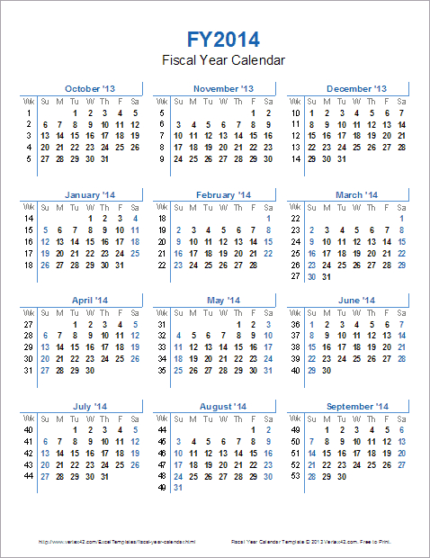 Fiscal Year Calendar Template For 2014 And Beyond