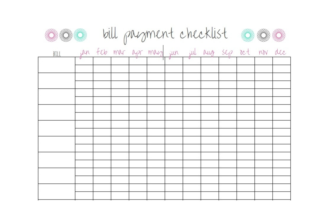 Free Bill Pay Templates Printable | Calendar Template