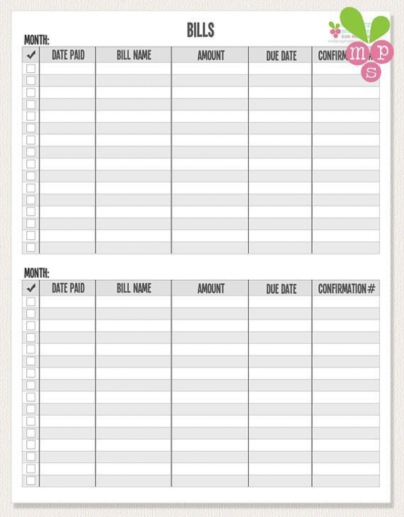 Free Bill Paying Organizer 2018 | Calendar Template Printable