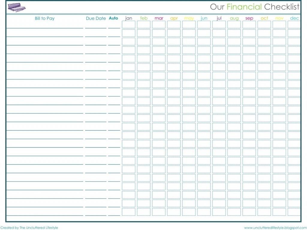 Free Monthly Bill Payment Worksheet