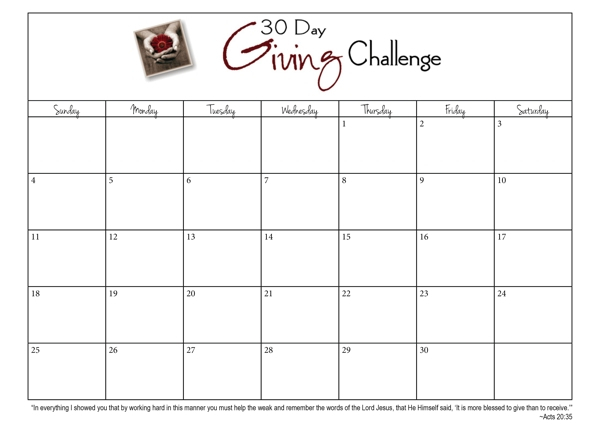 Free Blank Printable 30 Day Calendar :-Free Calendar Template