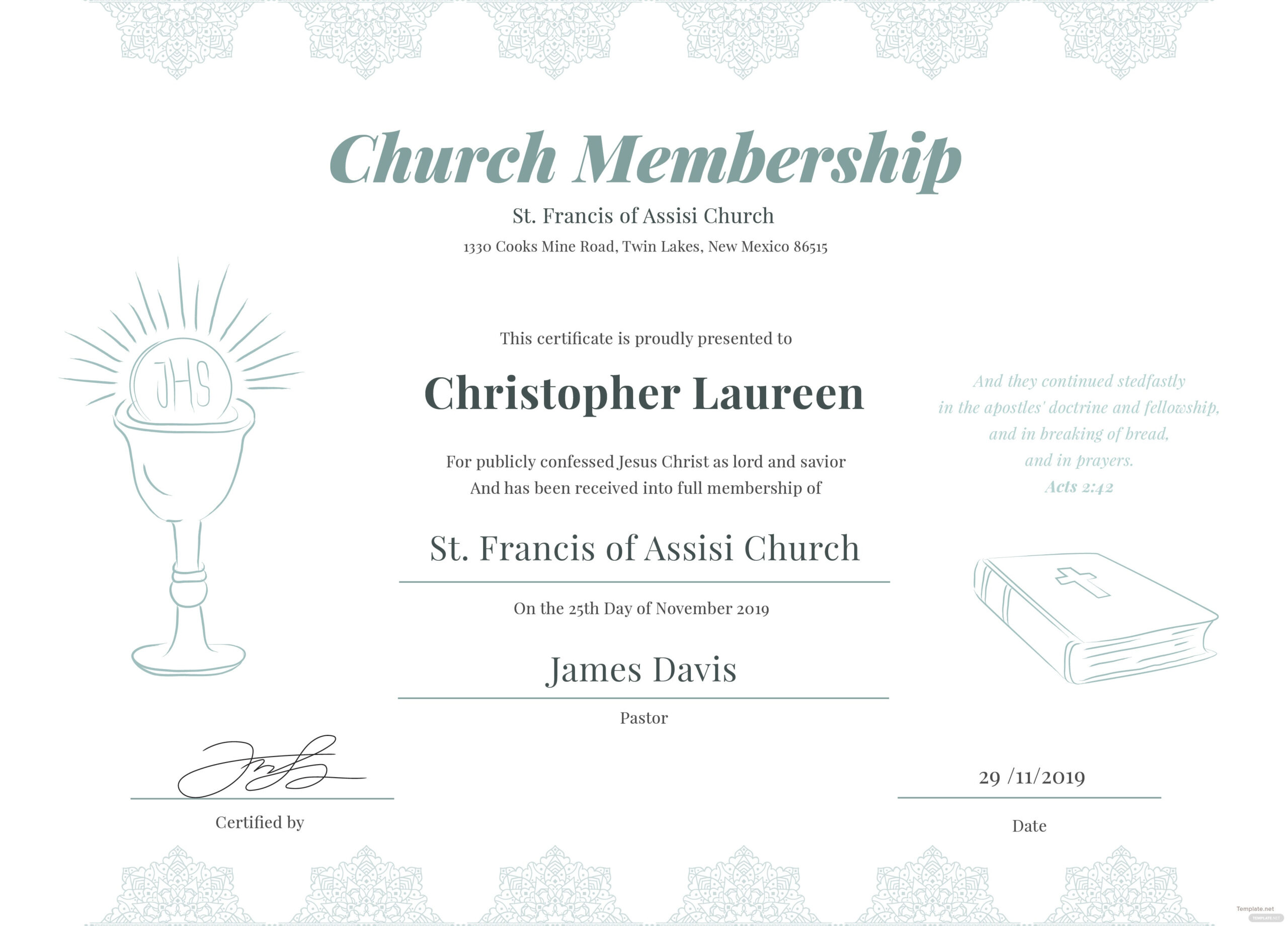 Free Church Membership Certificate Template In Adobe