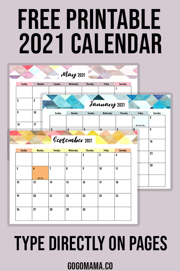 Free Editable 2021 Calendar With Holidays - 2021 Calendar
