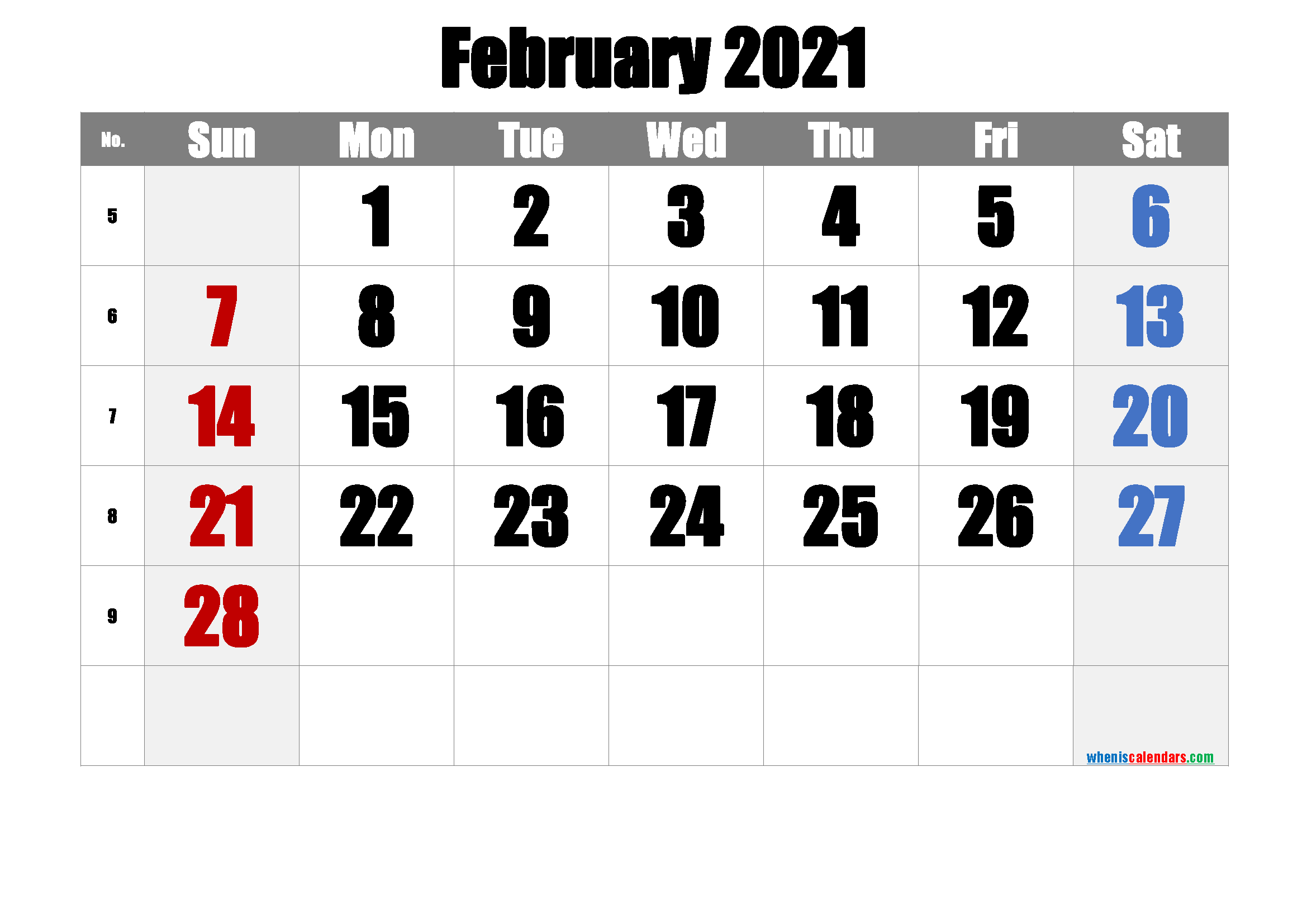 Free February 2021 Calendar [Free Premium] | Calendar Printables, February 2021 Calendar