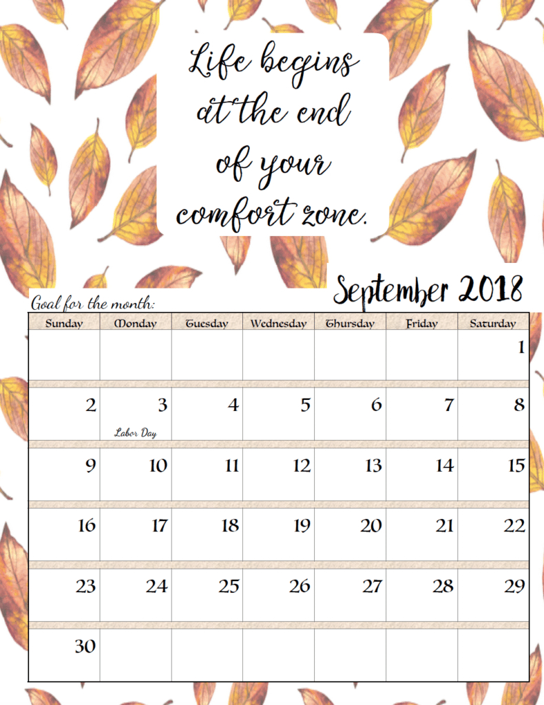 Free Printable 2018 Monthly Motivational Calendars