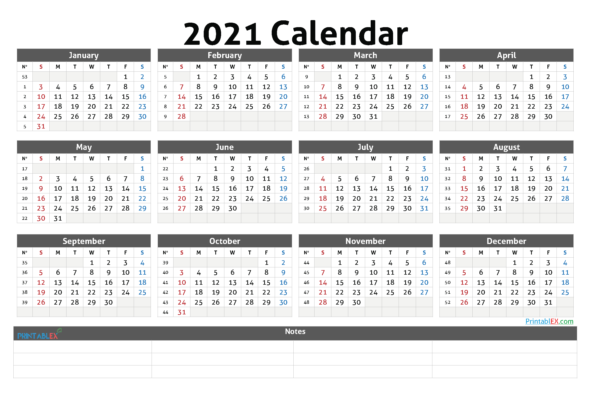 Free Printable 2021 Calendaryear - 21Ytw44 - Free 2020