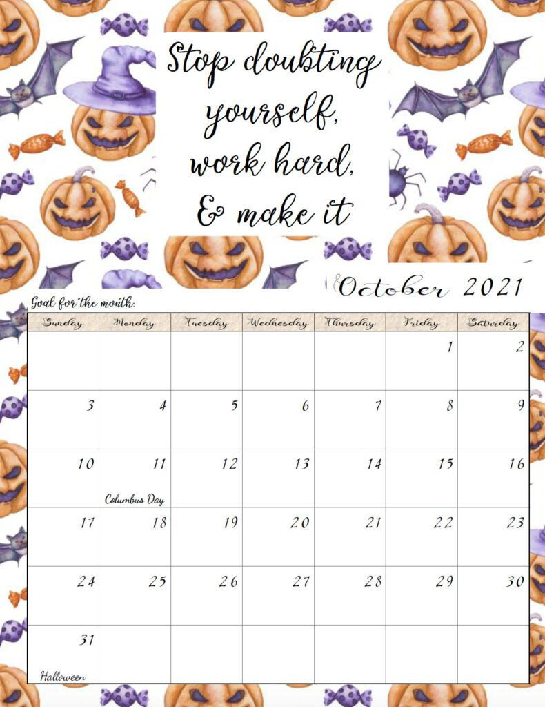 Free Printable 2021 Monthly Motivational Calendars