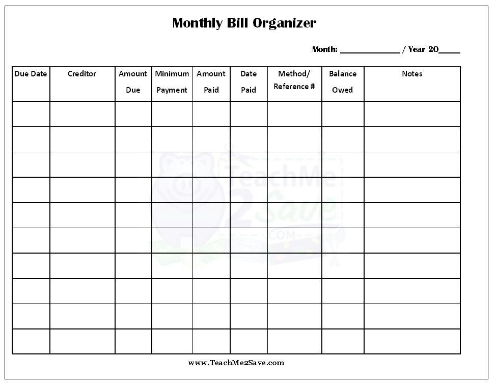 Free Printable | Bill Payment Organization, Bill Planner