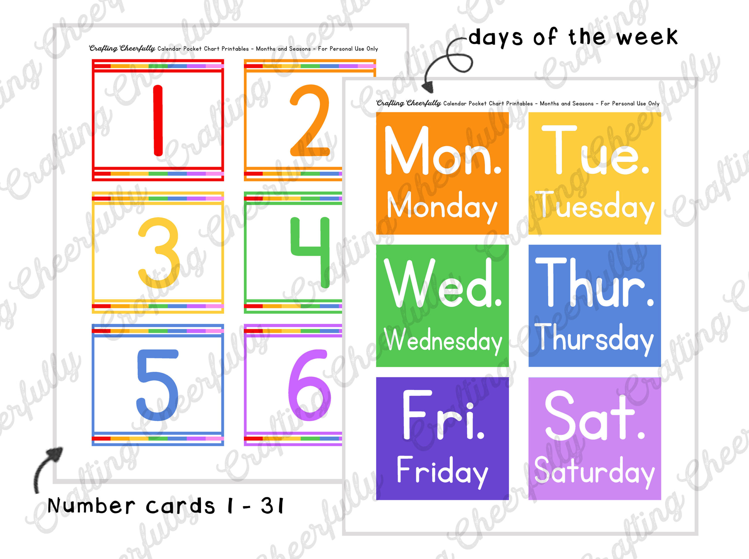 Free Printable Calendar Numbers For Pocket Chart