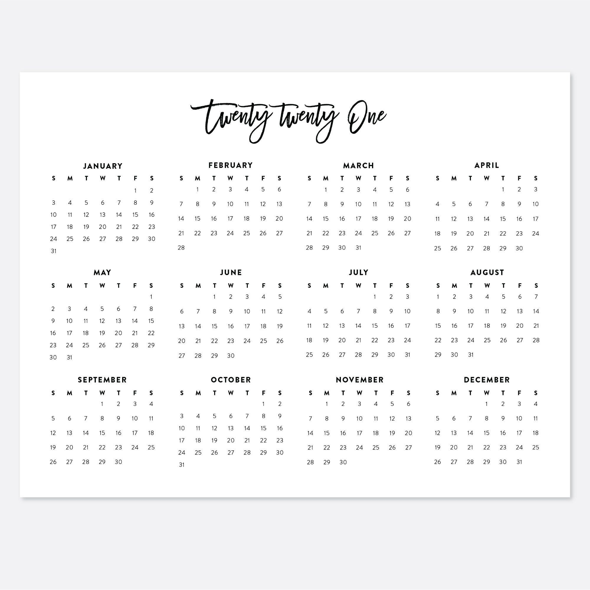 Free Printable Calendars 2021/2021Year At A Glance | Month