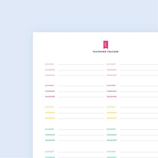 Free Printable Library | Password Tracker, Printable