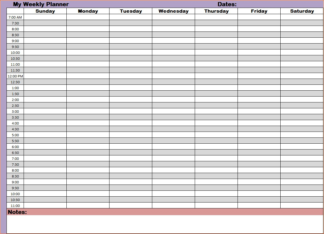 Fresh Printable Weekly Calendar With Hours | Free