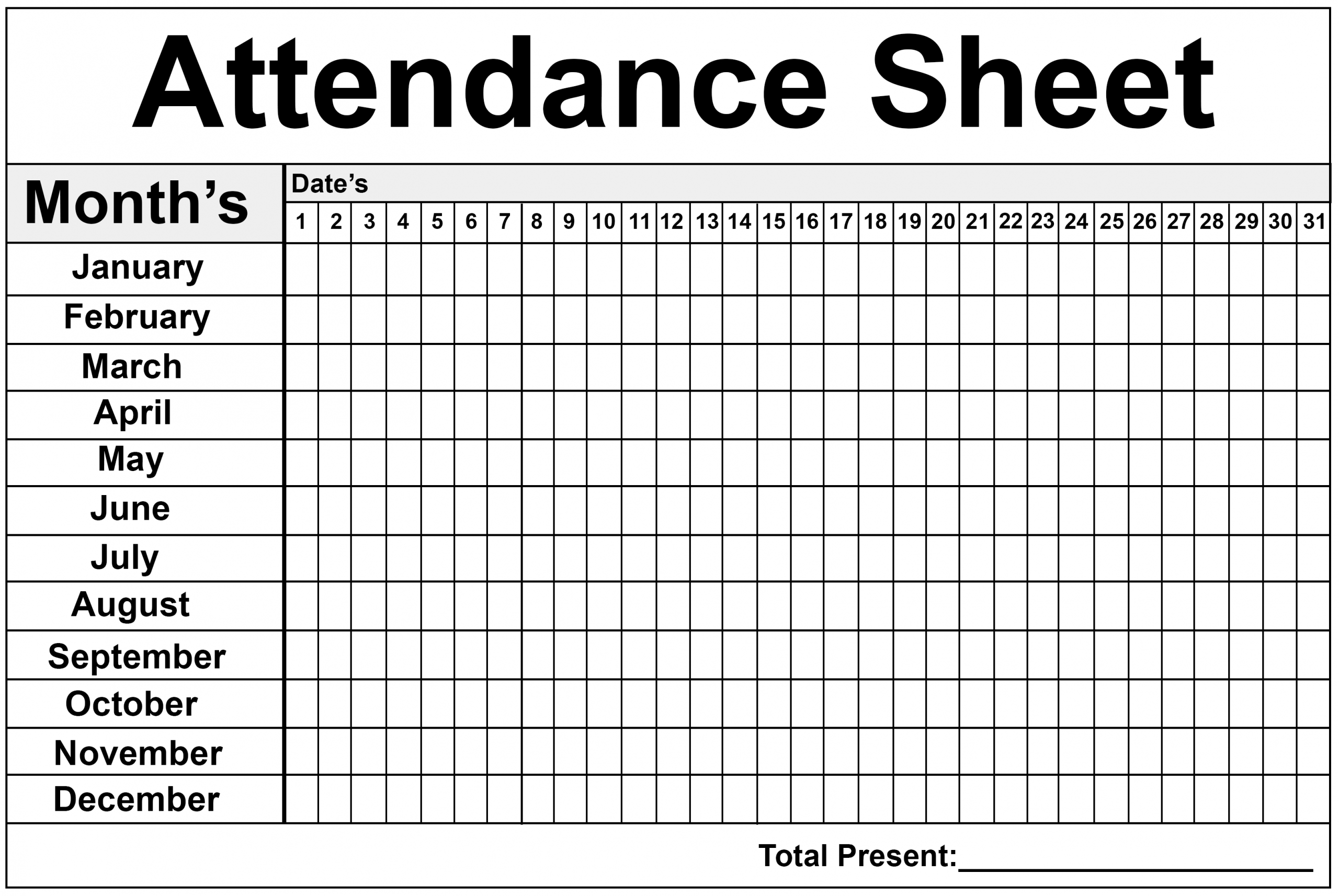 Get Free Printable Employee Attendance Calendars For 2020