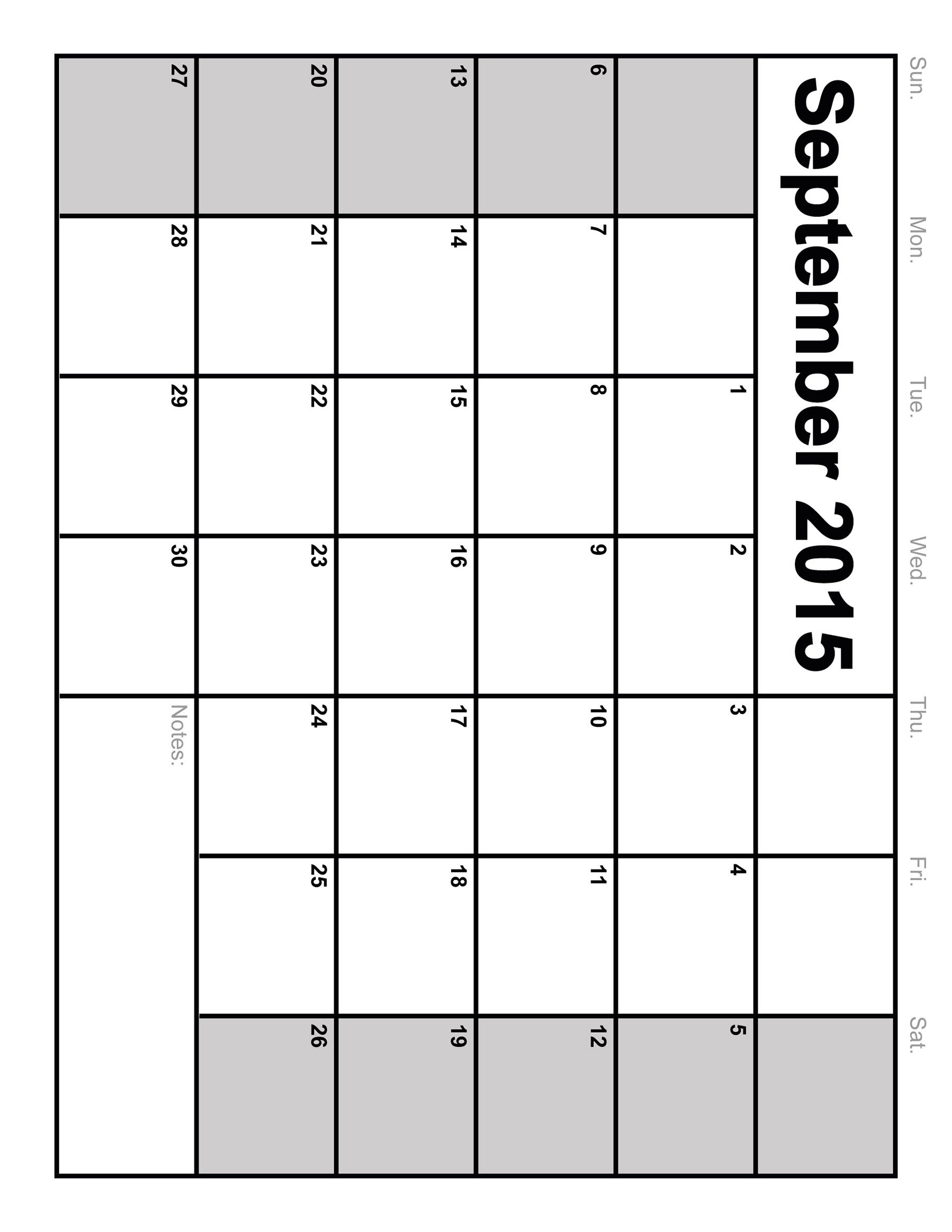 [Get]** September 2015 Printable Calendar Landscape/ A4