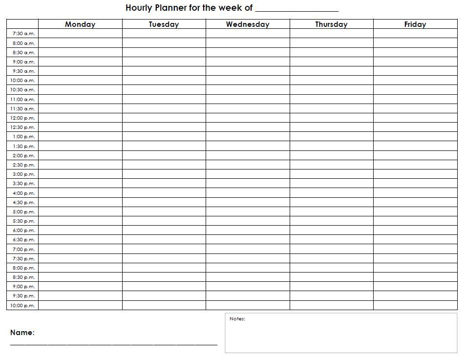 Hourly_Planner (952×733) | Hourly Planner, Weekly