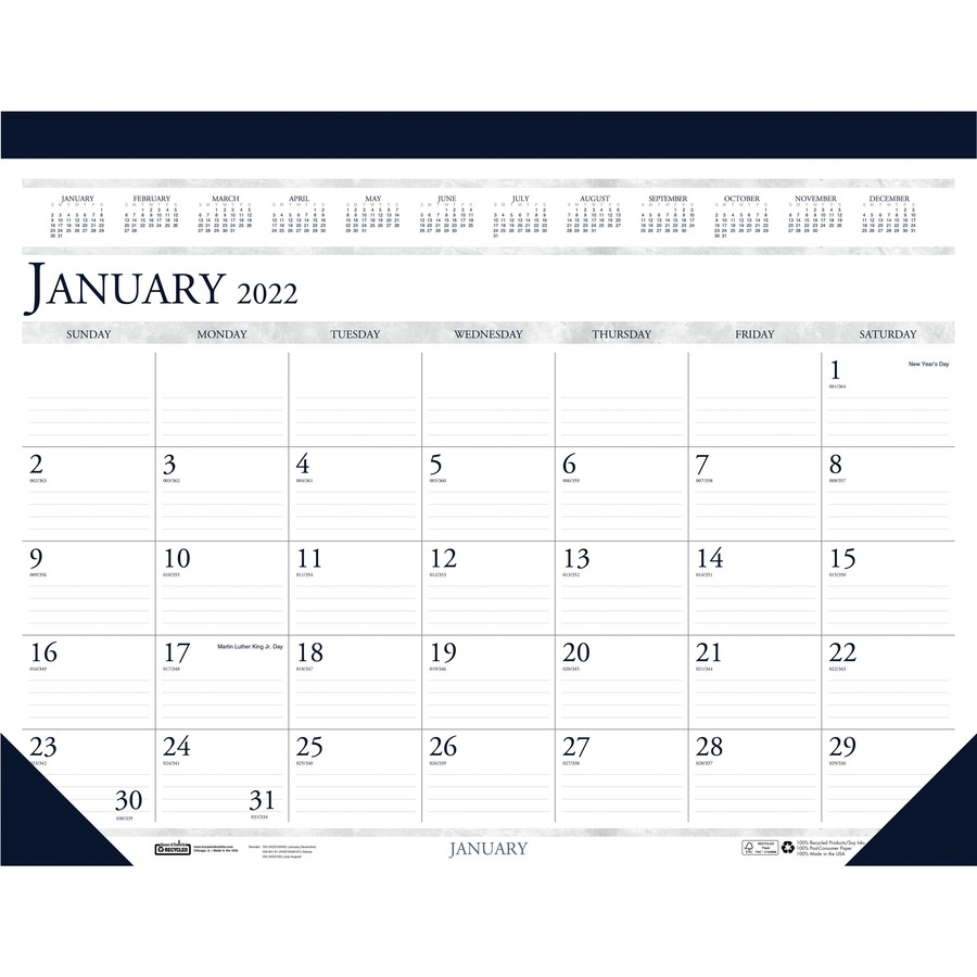 House Of Doolittle Deep Blue Print 18.5&quot; Desk Pad Calendar
