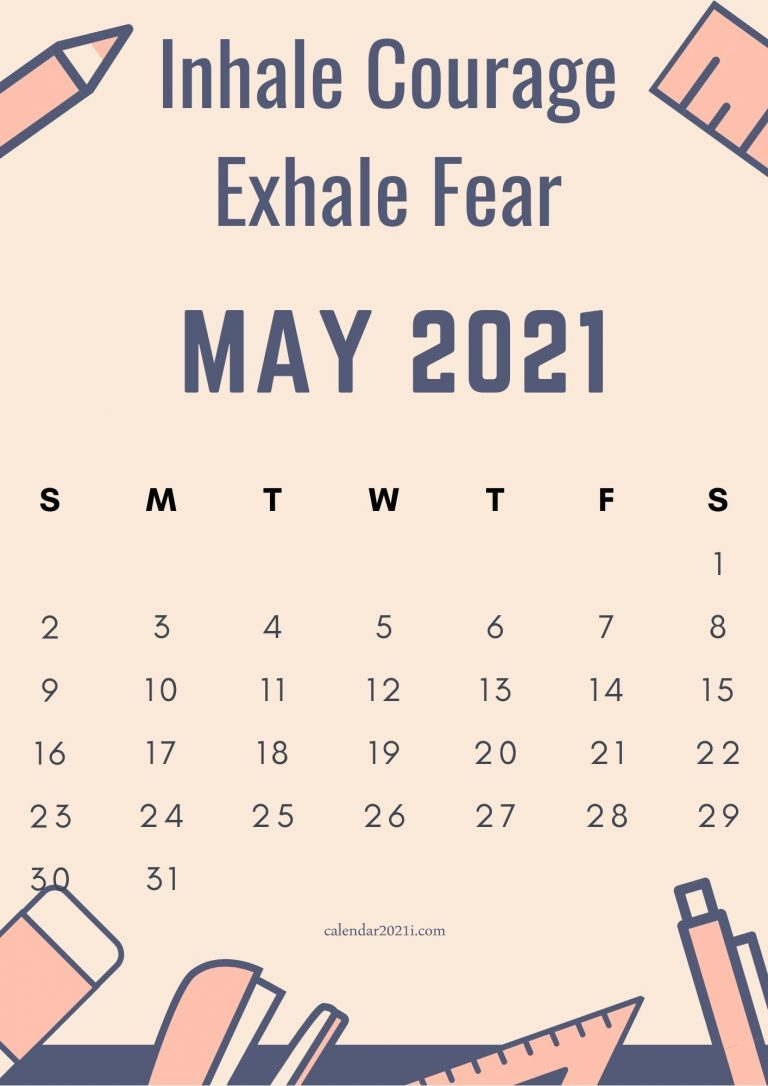 Inspirational May 2021 Calendar With Quotes Free Download