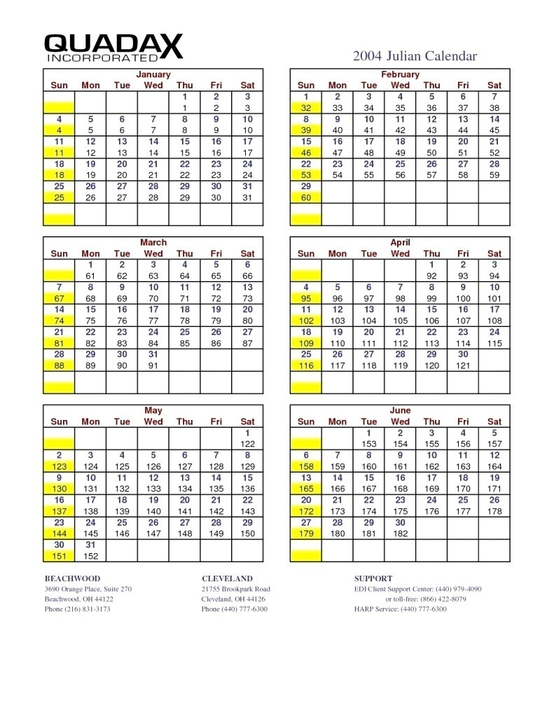 Julian Date Calendar Leap Year And Non Leap Year