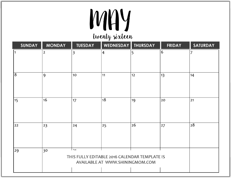 Just In: Fully Editable 2016 Calendar Templates In Ms Word