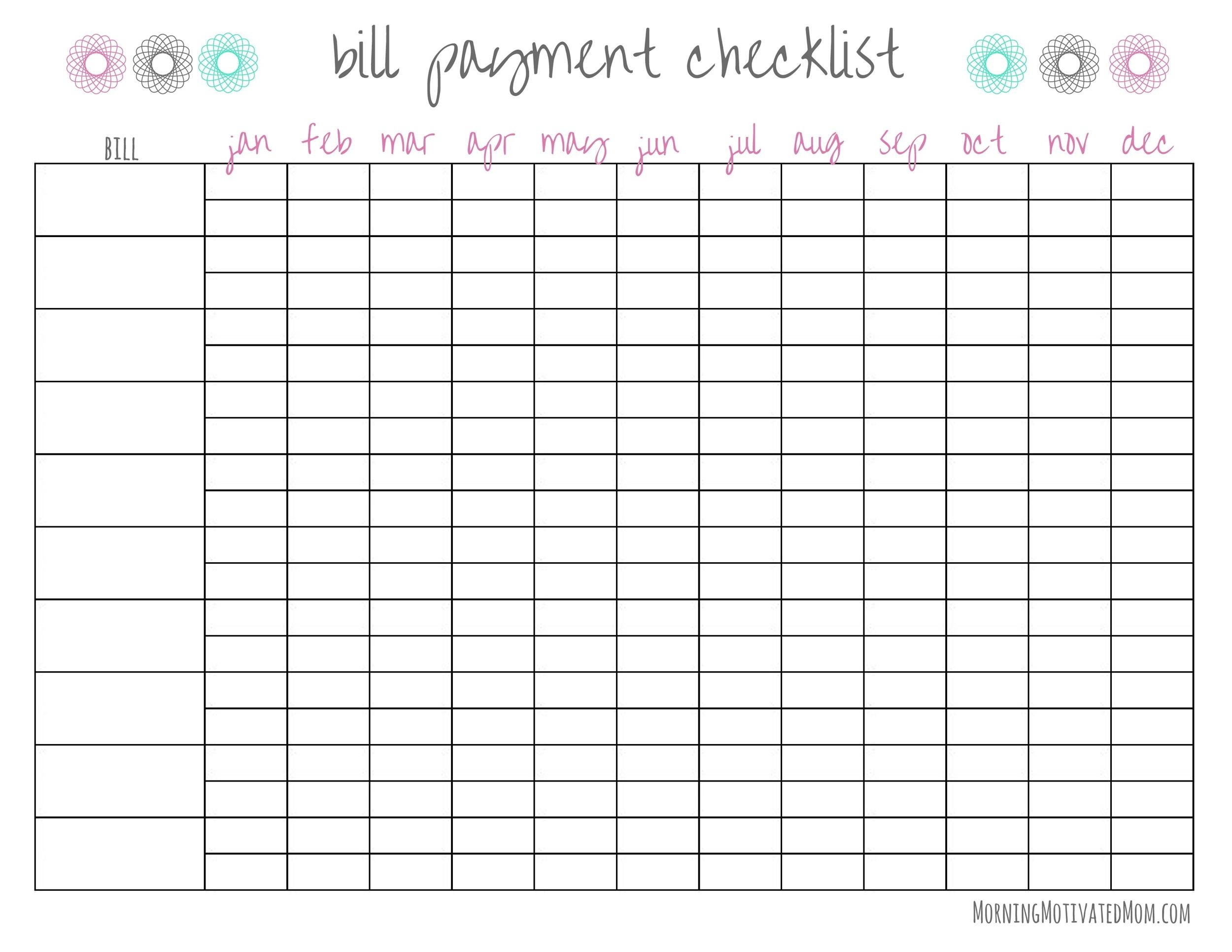 List Of Monthly Bills To Pay - Calendar Inspiration Design