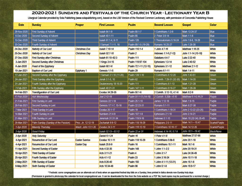 Liturgical Colors For Jan 13, 2021 : Liturgical Seasons