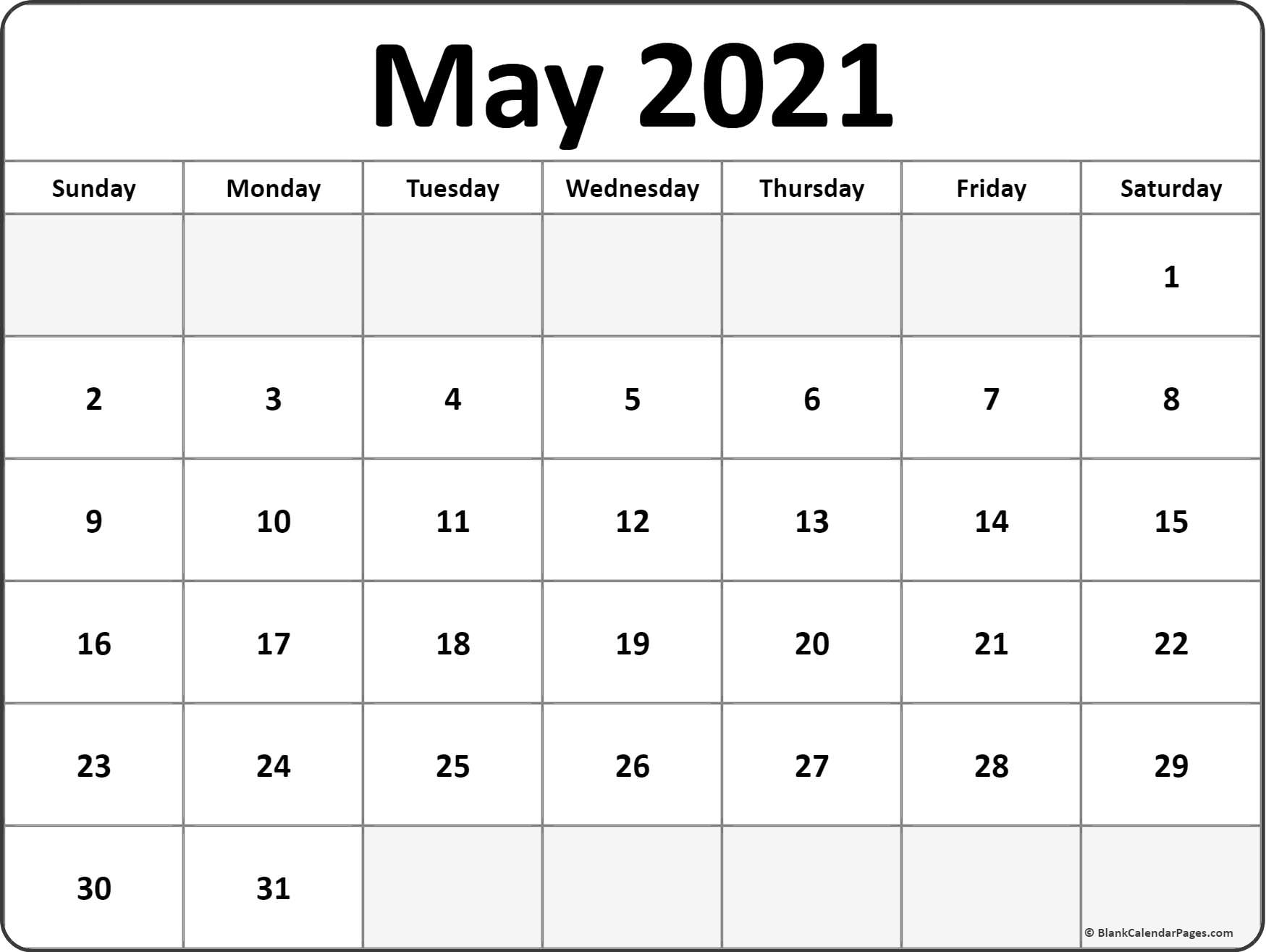 May 2021 Calendar Free Printable Monthly Calendars 1