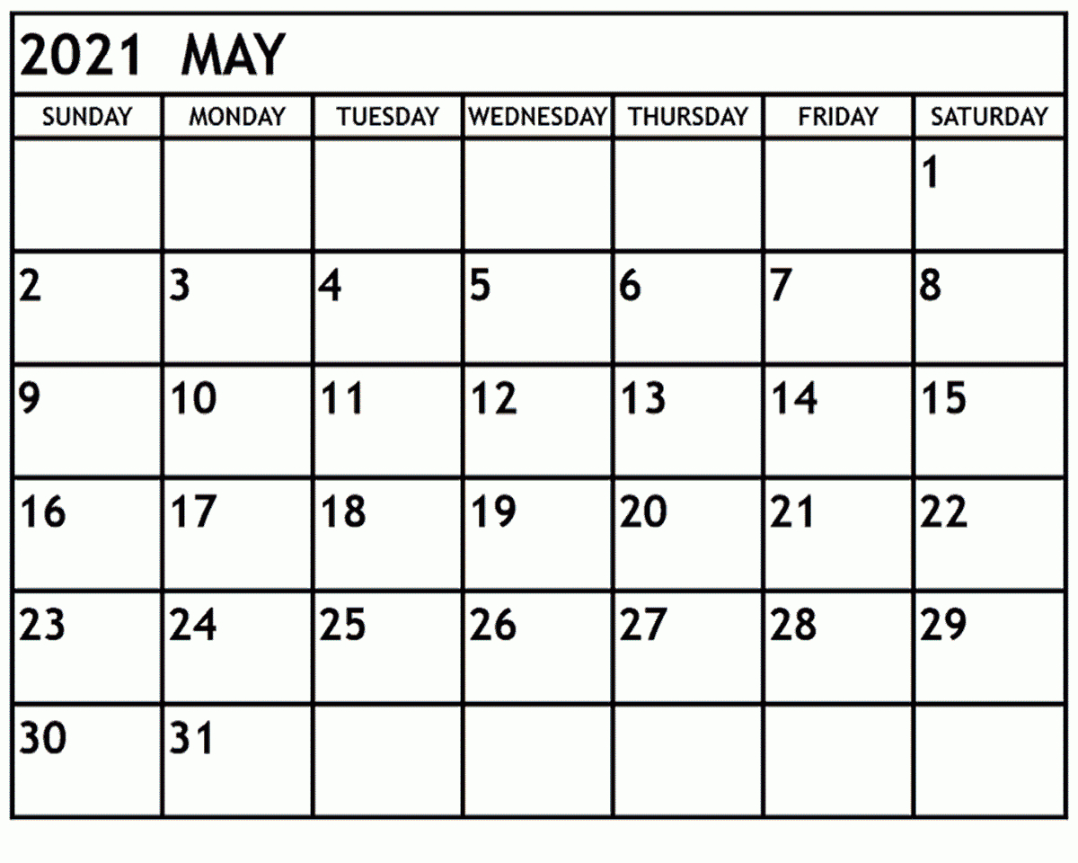 May Calendar 2021 Template - Nosubia
