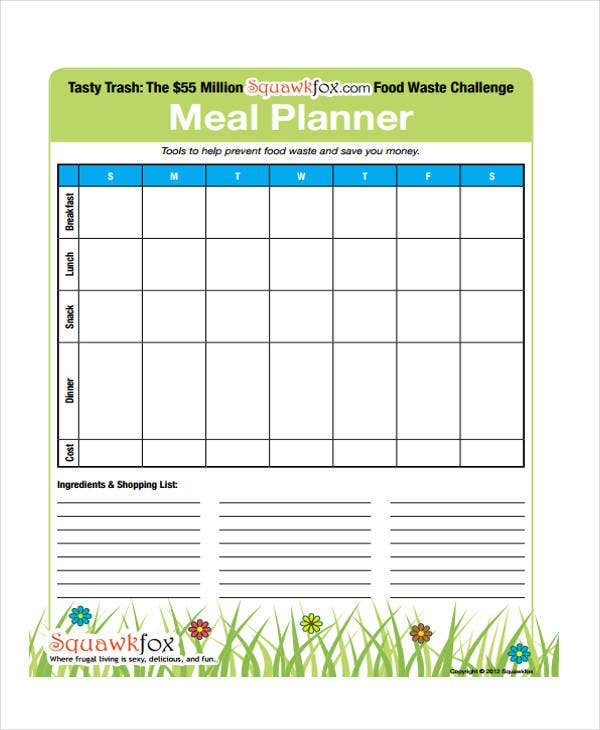 Meal Calendar Templates - 10+ Free Word, Pdf Format