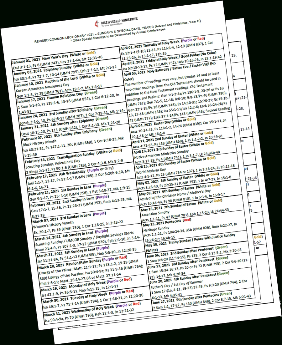 Methodist Liturgical Calendar 2021 - Template Calendar Design