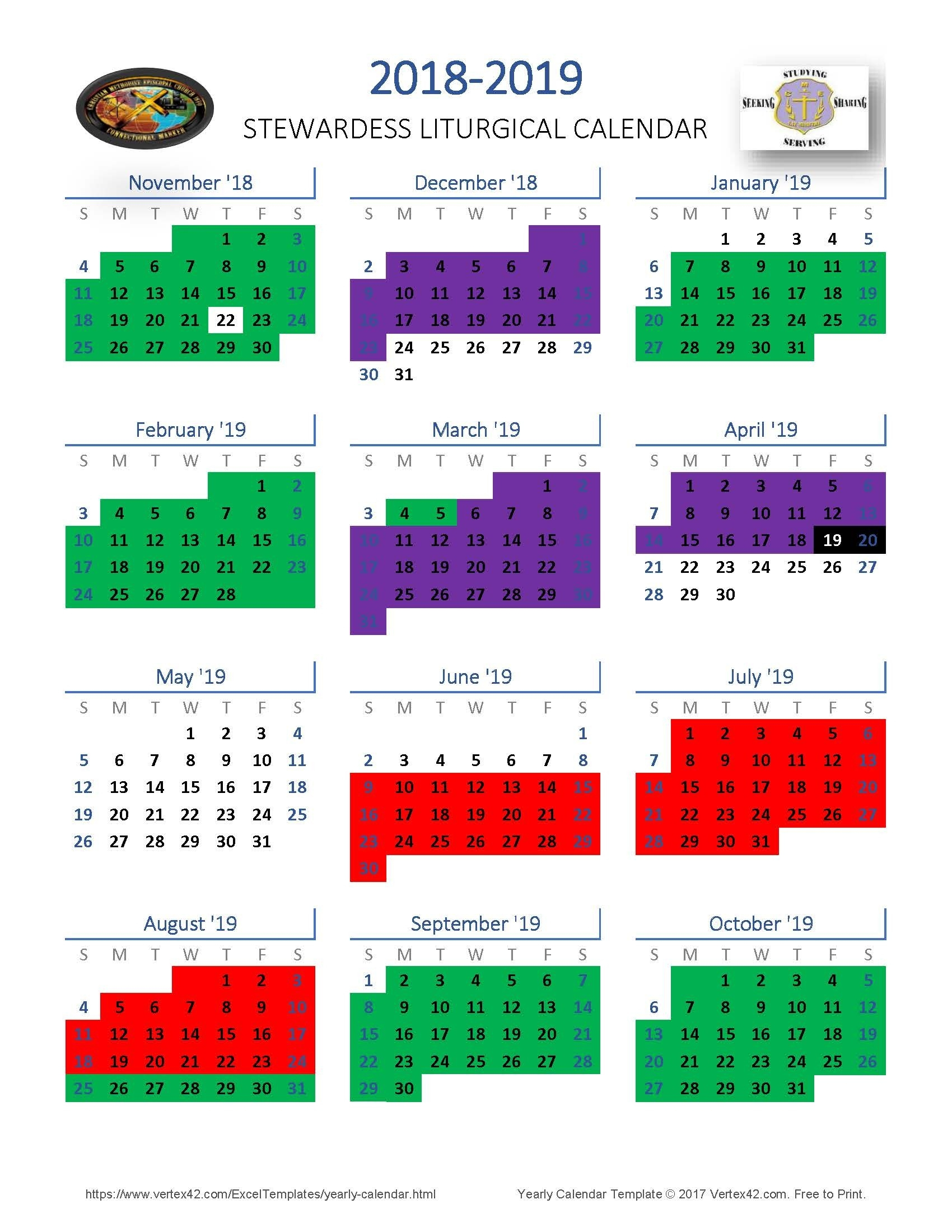 Methodist Liturgical Calendar - Template Calendar Design