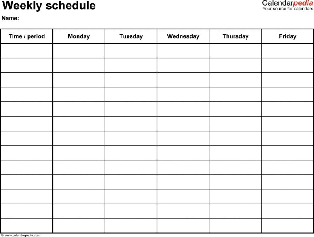 Monday Friday Schedule Template - Example Calendar Printable