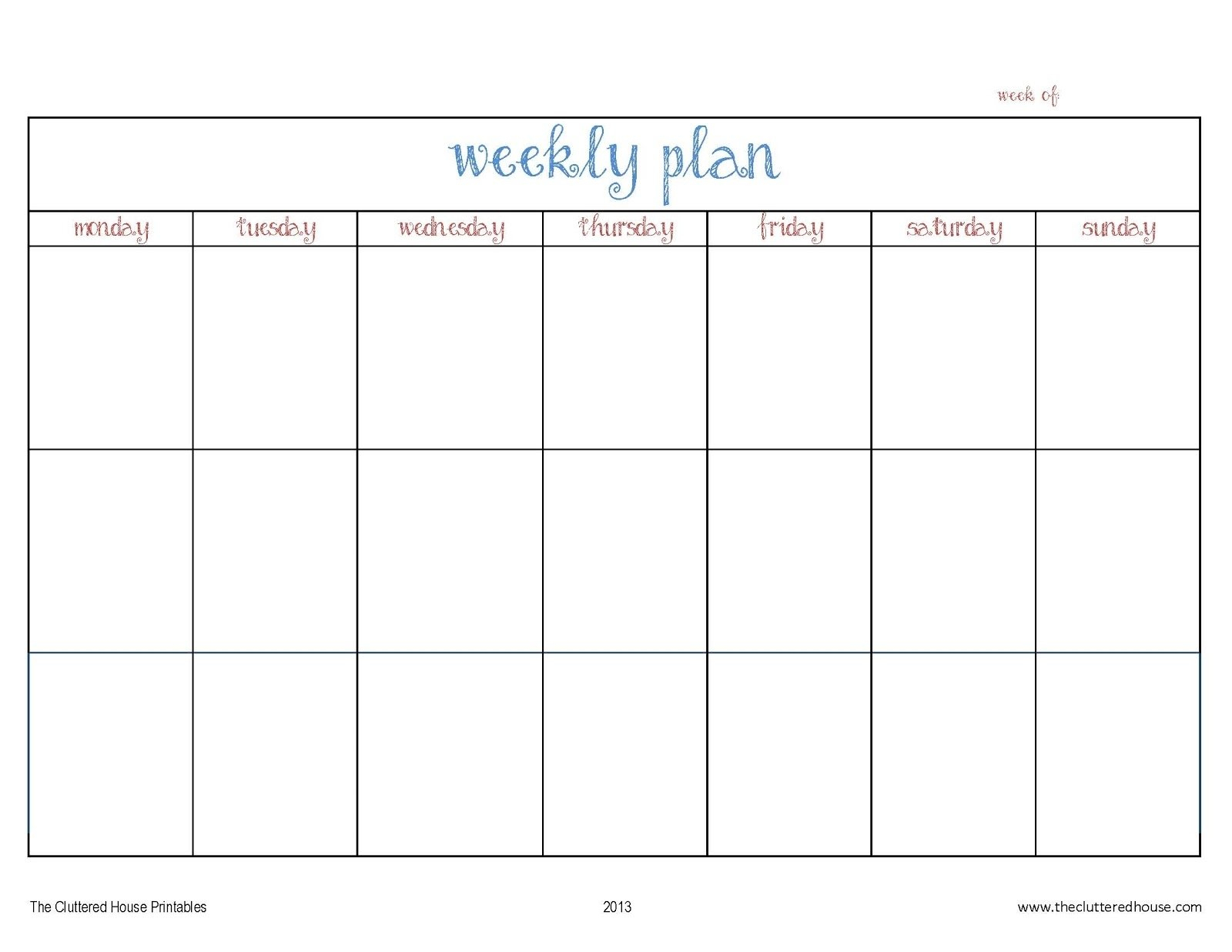 Monday Through Sunday Calendar Word :-Free Calendar Template