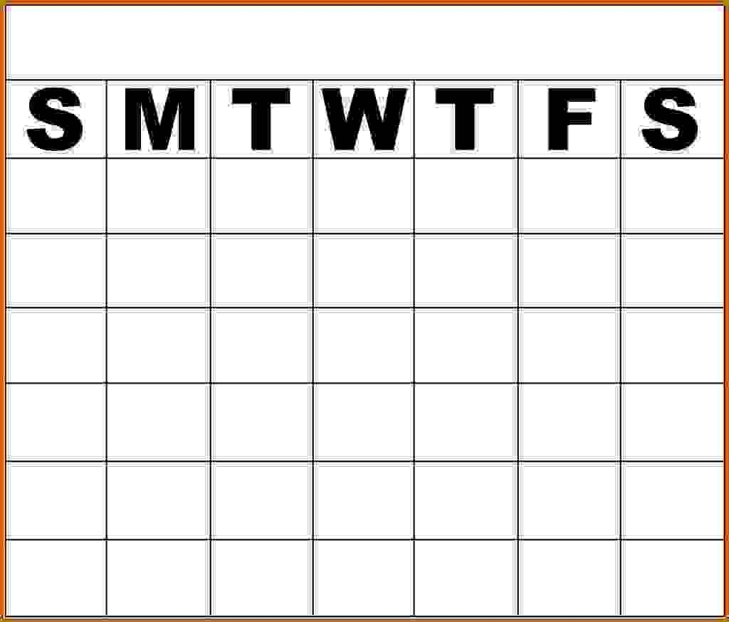 Monday To Friday Blank Calendar Template - Template