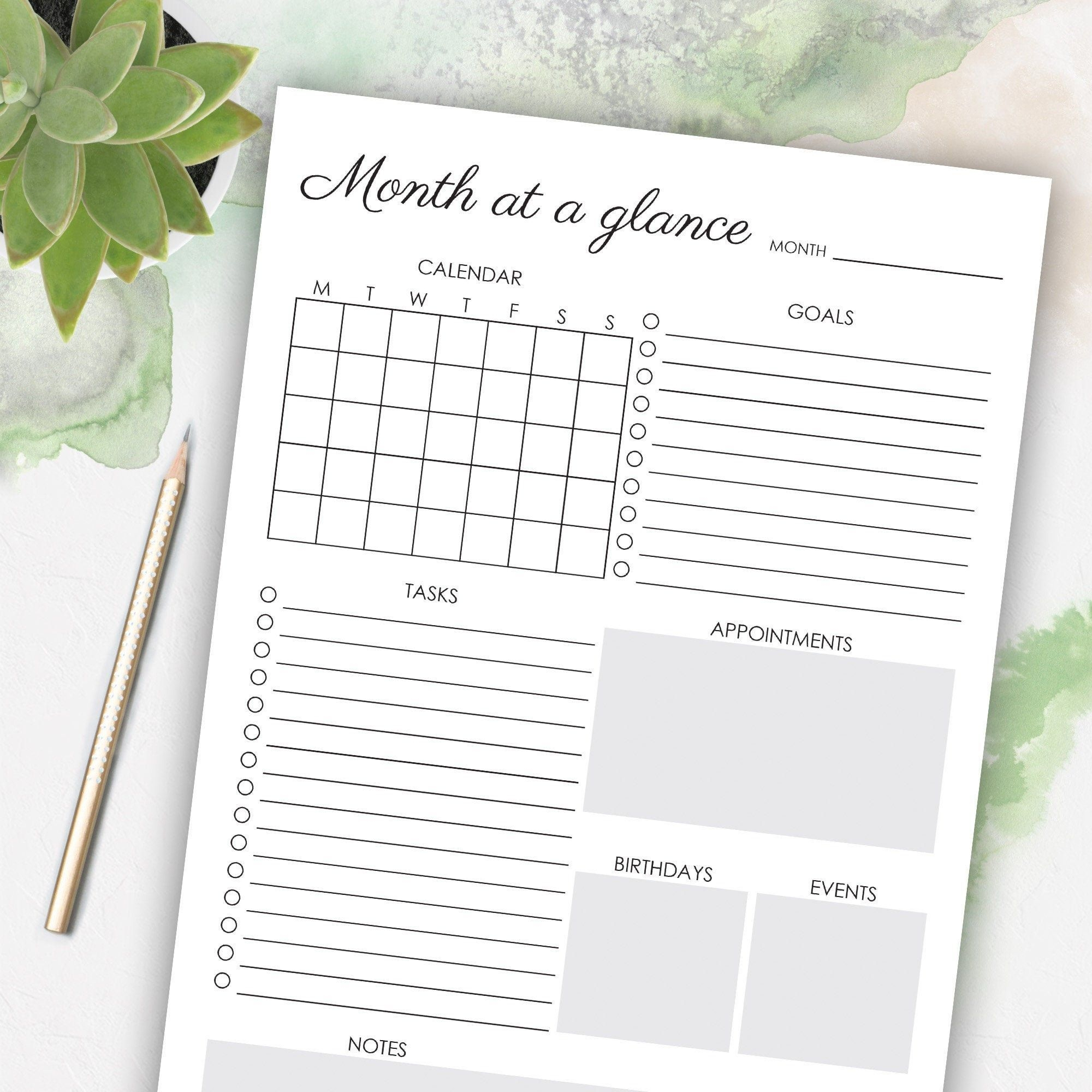 Month At A Glance Pdf - Example Calendar Printable