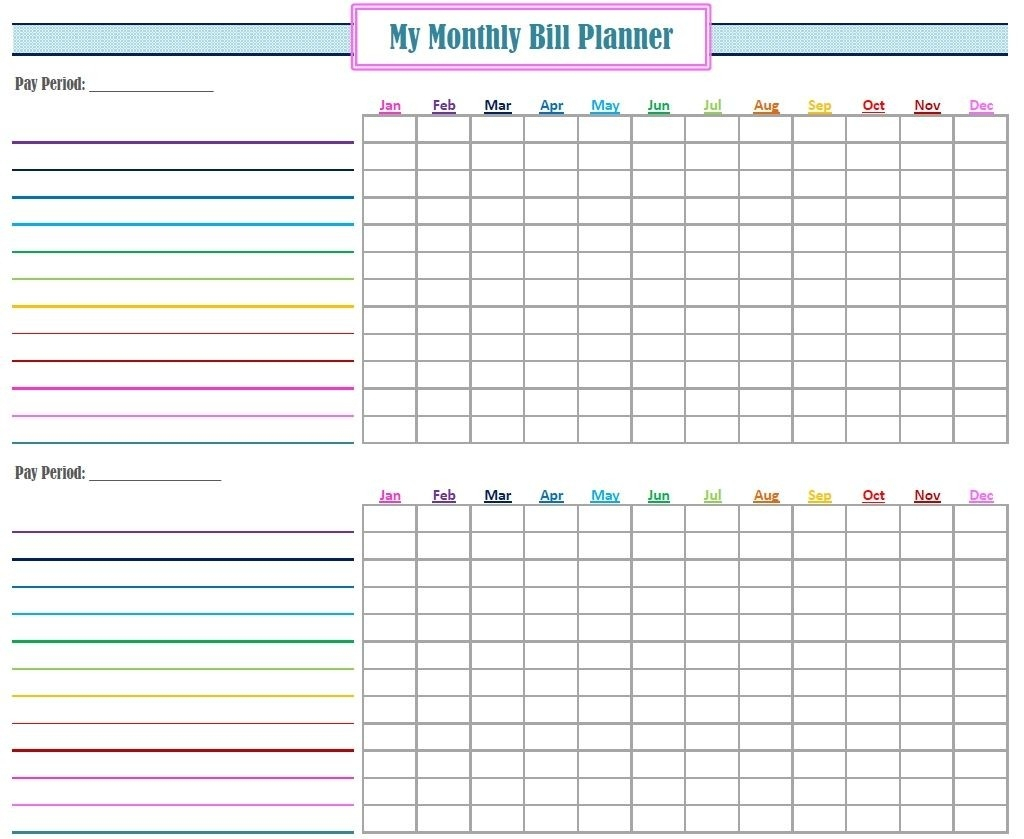 Monthly Bill Payment Free Fillable - Template Calendar Design