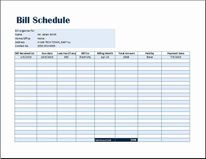 Monthly Payment Schedule Template Elegant Free Weekly