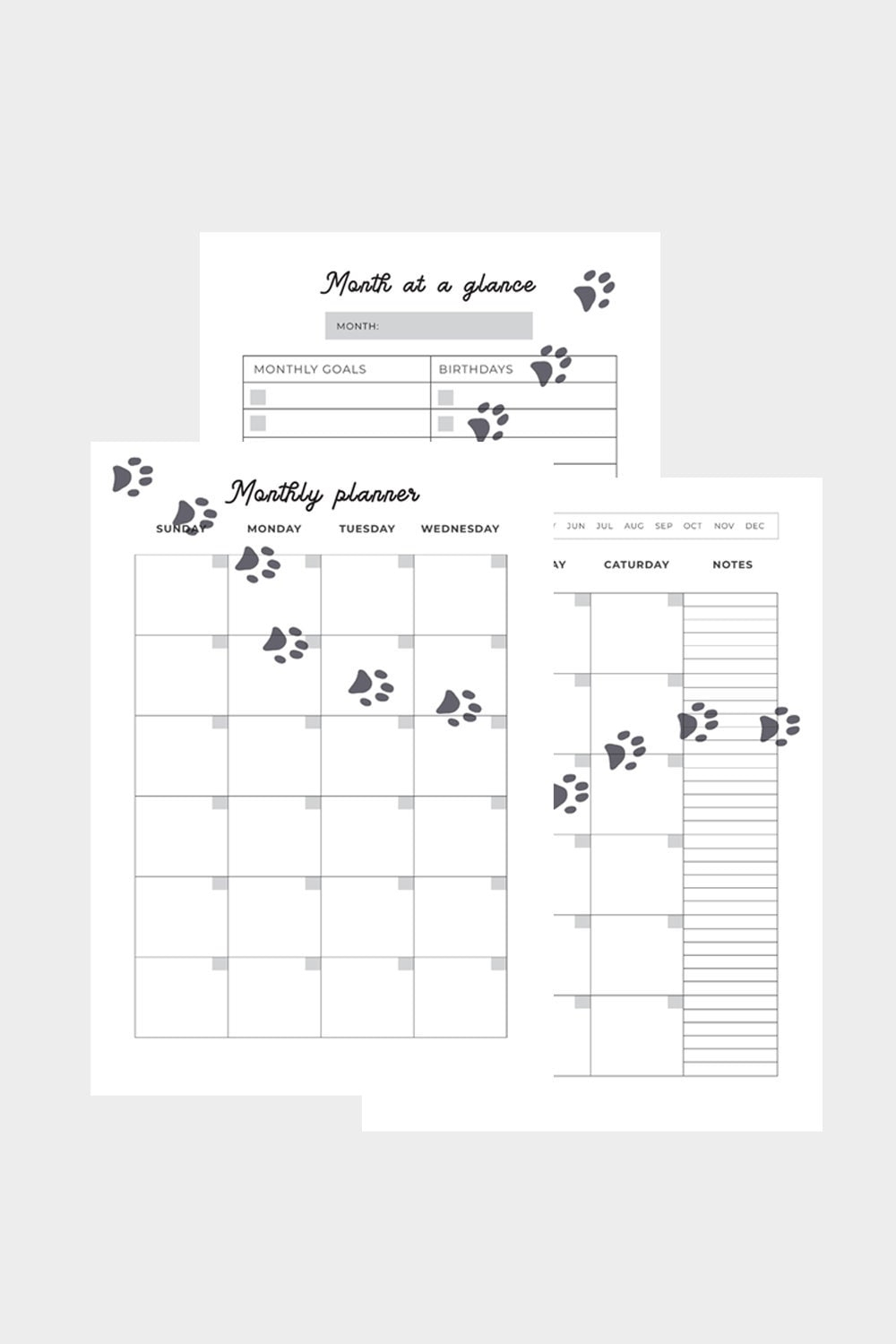 Monthly Planner Printable, Cat Planner, Caturday, Undated